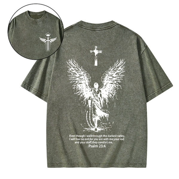 I Will Fear No Evil Christian Washed T-Shirt
