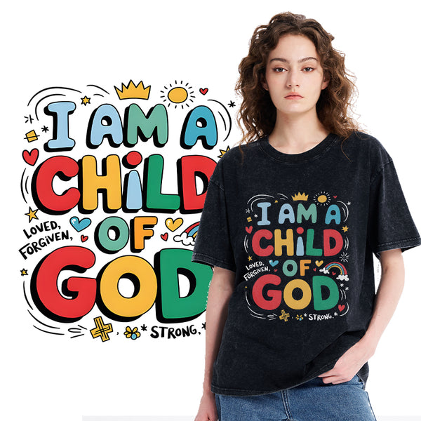 I'm A Child Of God Christian Washed T-Shirt