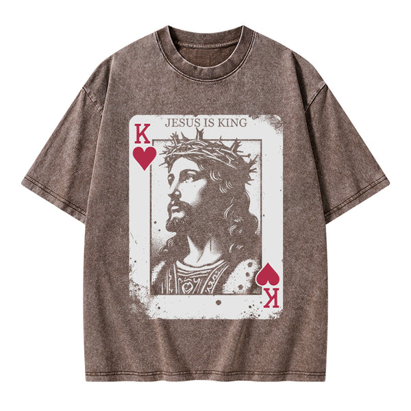 Jesus Is King Card Washed T-Shirt