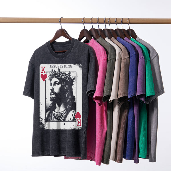 Jesus Is King Card Washed T-Shirt