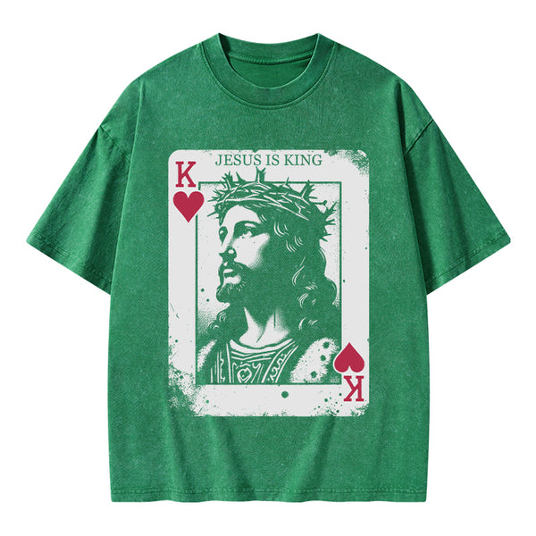 Jesus Is King Card Washed T-Shirt