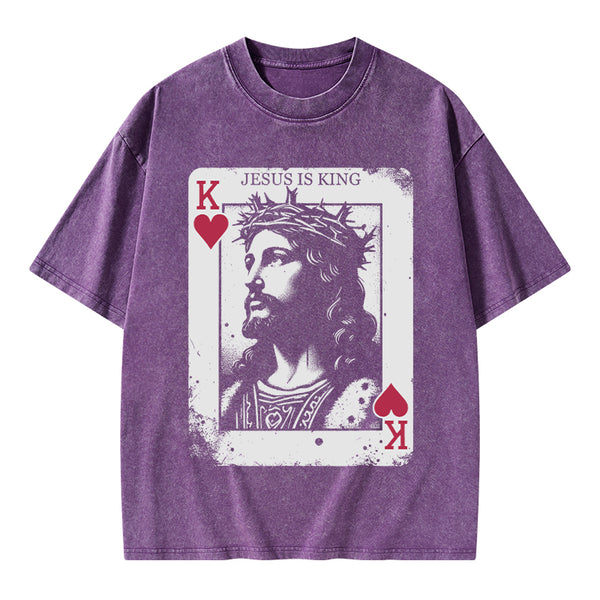 Jesus Is King Card Washed T-Shirt