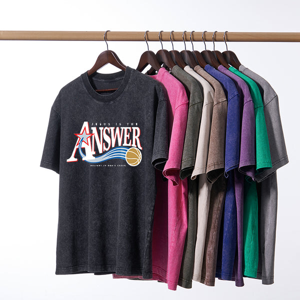 Jesus Is The Answer Christian Washed T-Shirt