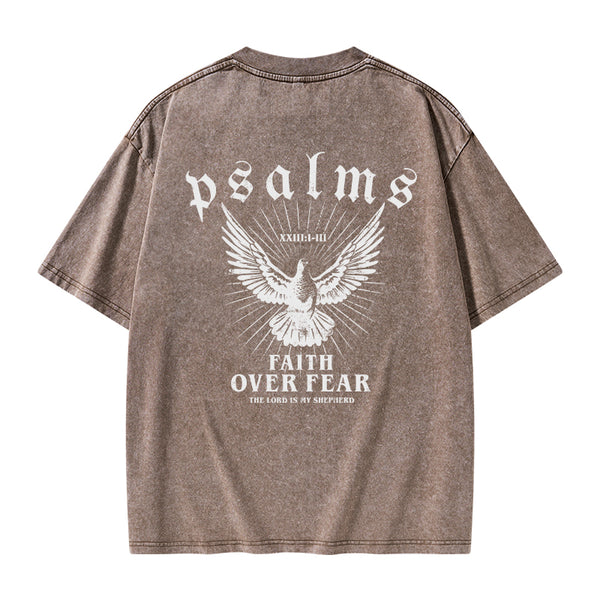 YFWTS0234 Faith Over Fear Christian Washed T-Shirt