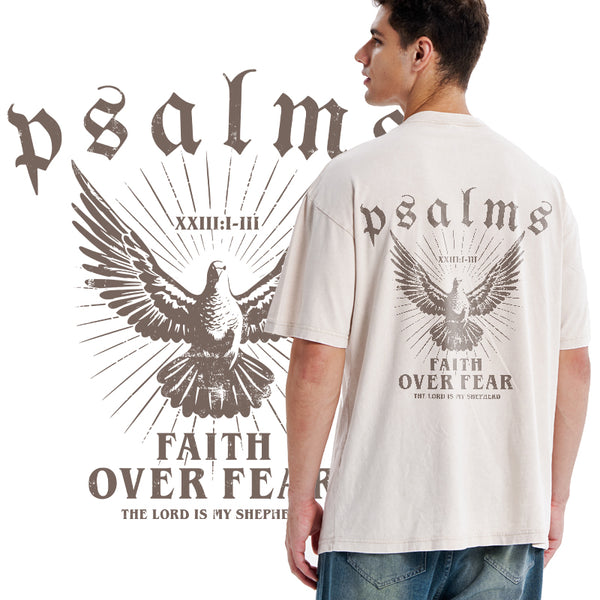 YFWTS0234 Faith Over Fear Christian Washed T-Shirt