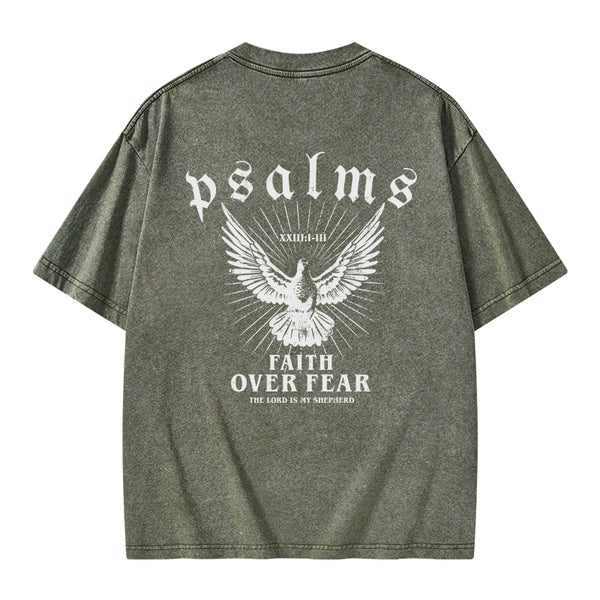YFWTS0234 Faith Over Fear Christian Washed T-Shirt