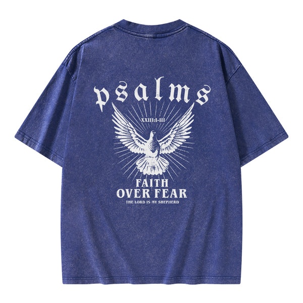 YFWTS0234 Faith Over Fear Christian Washed T-Shirt
