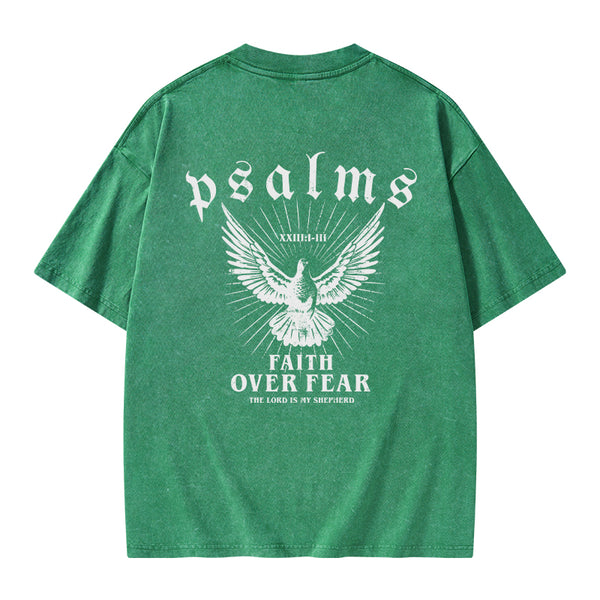 YFWTS0234 Faith Over Fear Christian Washed T-Shirt