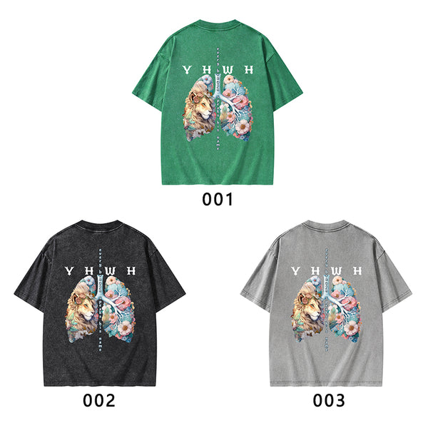 YHWH Lion Christian Washed T-Shirt
