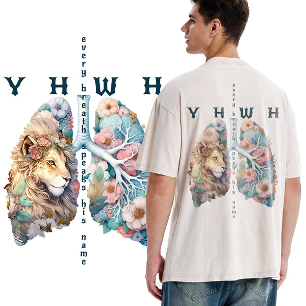 YHWH Lion Christian Washed T-Shirt