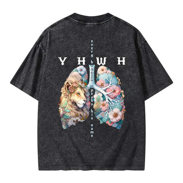 YHWH Lion Christian Washed T-Shirt