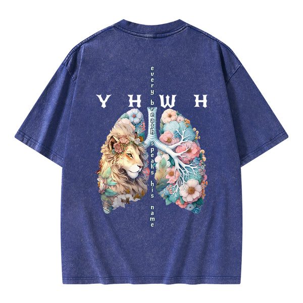 YHWH Lion Christian Washed T-Shirt