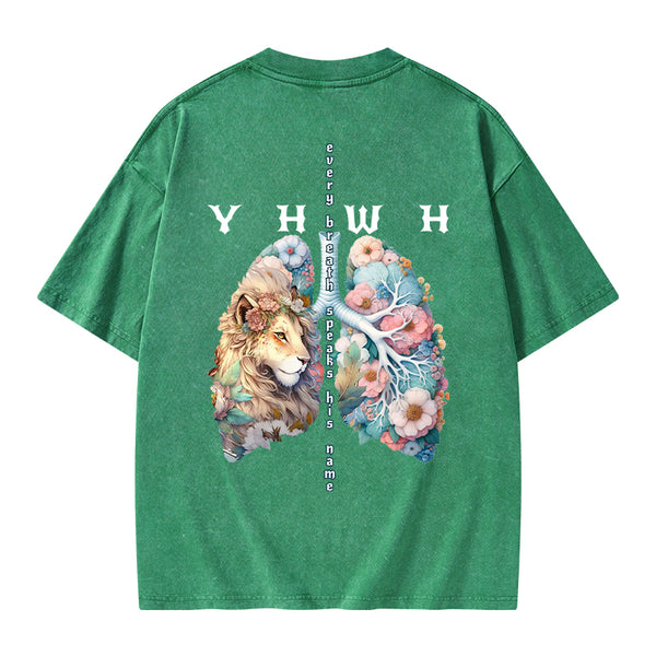 YHWH Lion Christian Washed T-Shirt